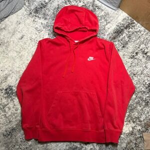 Nike Sportswear Club Fleece Pullover Hoodie Red Mens Small BV2654-657